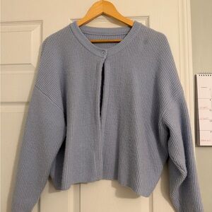 DAILY DRILLS light blue single button cardigan